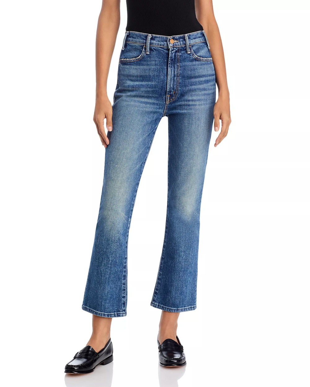 MOTHER Women Bending the Rules Blue Denim The Hustler Ankle Flare Jeans Size 28